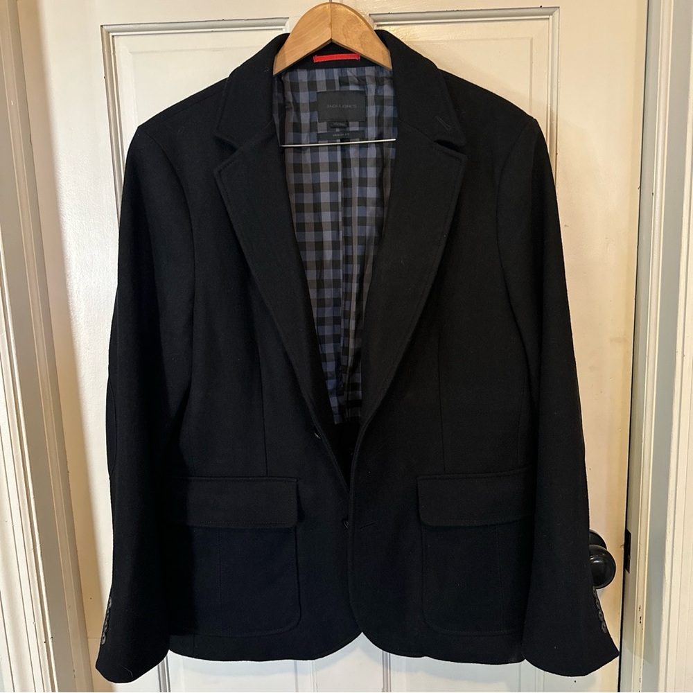 Jack & JONES EFix Medium fit Black Two Button blazer 185/104A (XL) Elbow Patches